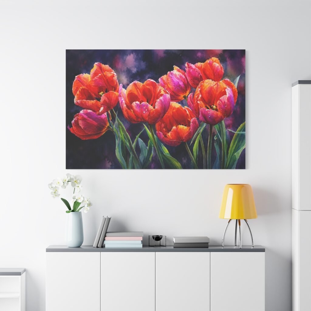 Red Tulip Floral Canvas Print — Vibrant Stretched Wall Art