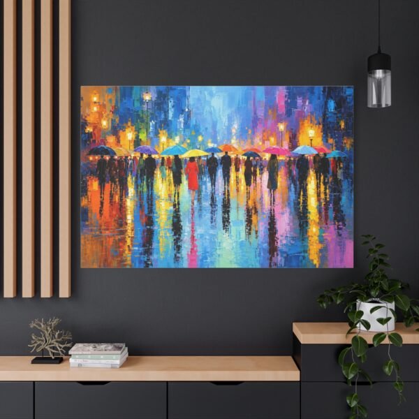 Colorful City Rainscape Matte Canvas Print — Stretched 1.25" Wall Art - Image 4