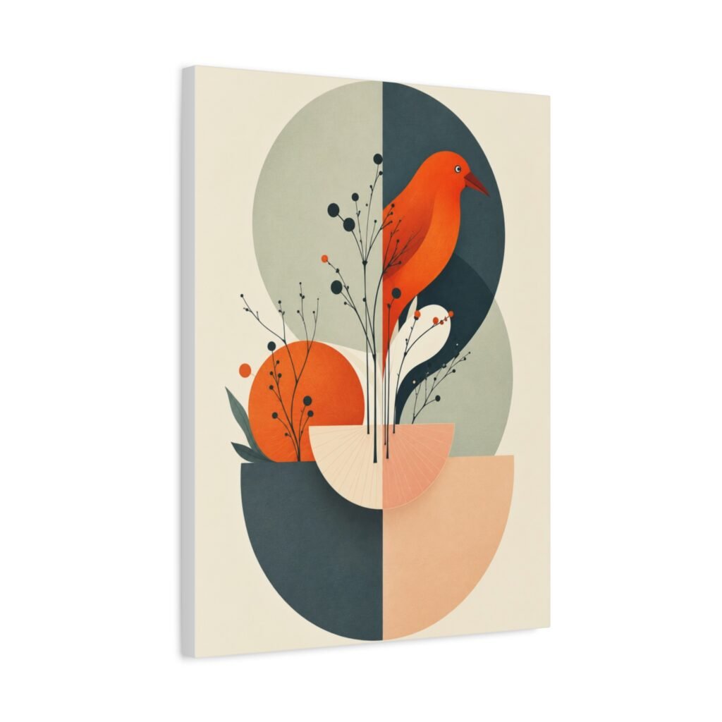 Abstract Botanical Canvas Wall Art — Modern Mid-Century Plant Print