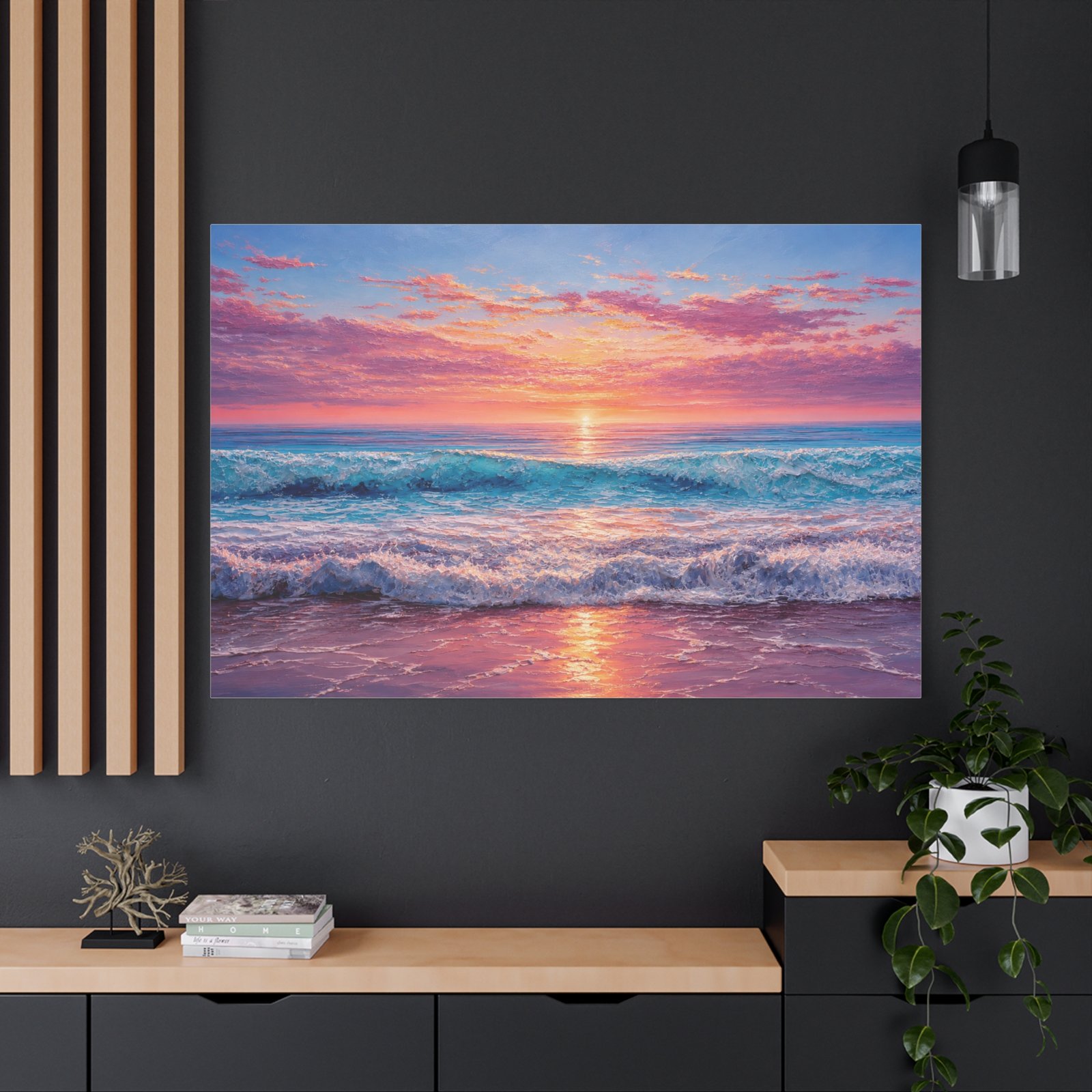 Sunset Ocean Canvas Print — Stretched Matte Seascape Wall Art - Image 4