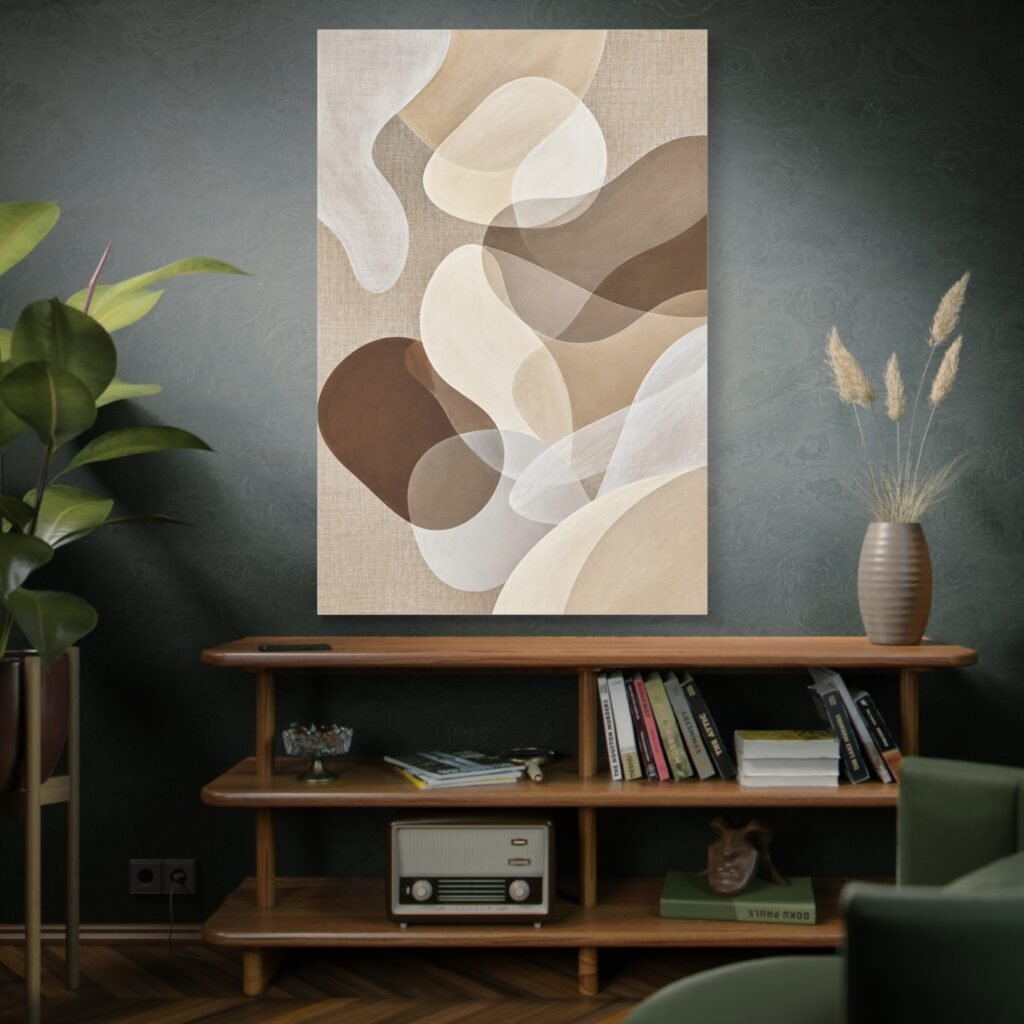 Abstract Neutral Tones Canvas Wall Art - Organic Shapes Matte Stretched Print