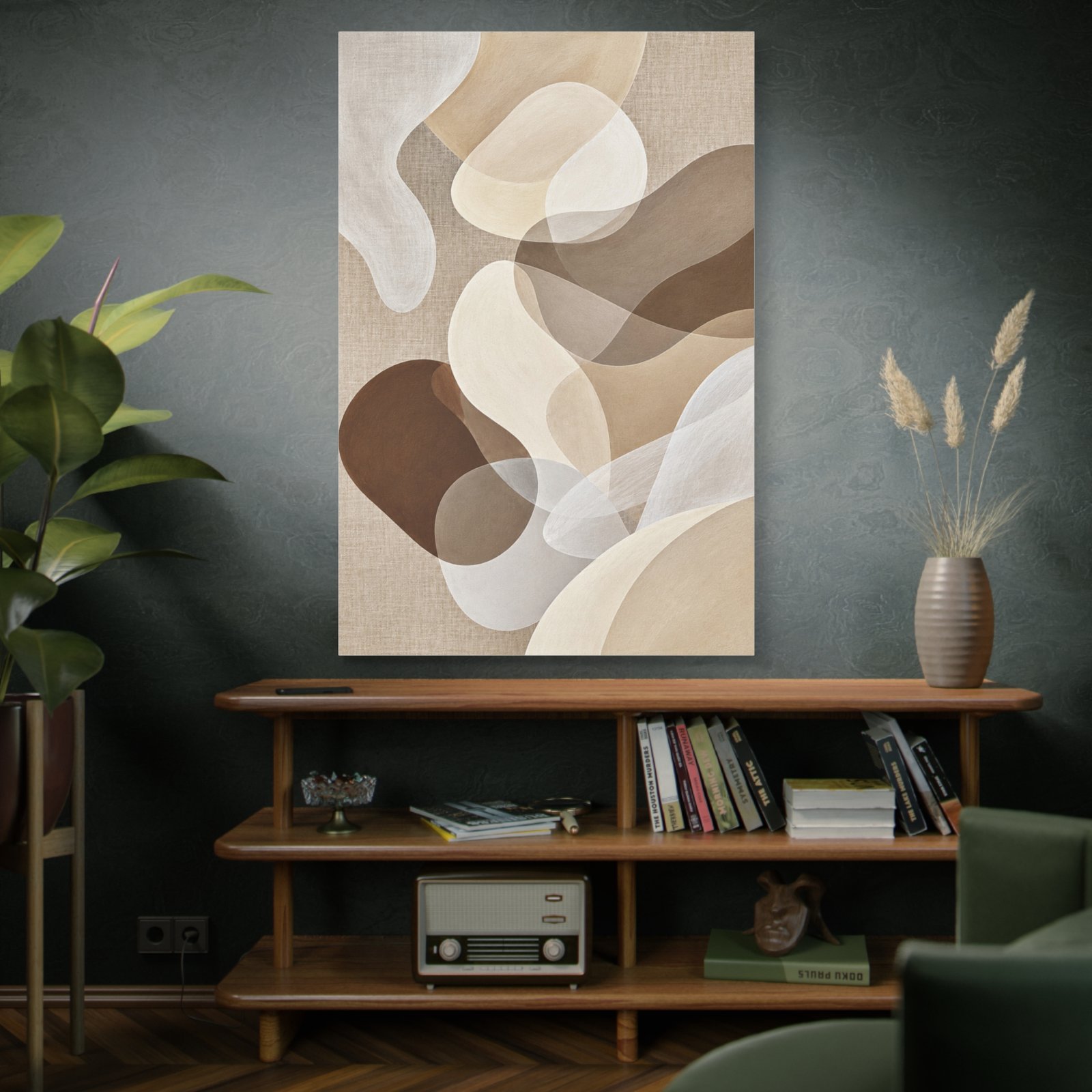 Abstract Neutral Tones Canvas Wall Art - Organic Shapes Matte Stretched Print - Image 5
