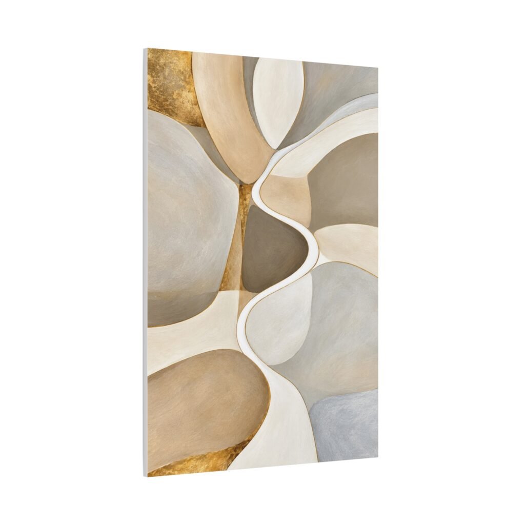 Abstract Neutral Tones Canvas Art — Organic Shapes Matte Stretched Print