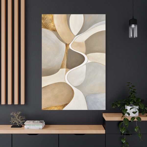 Abstract Neutral Tones Canvas Art — Organic Shapes Matte Stretched Print - Image 4