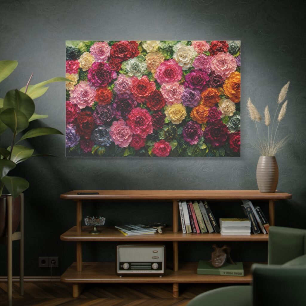 Floral Rose Garden Matte Canvas Print — Stretched Wall Art