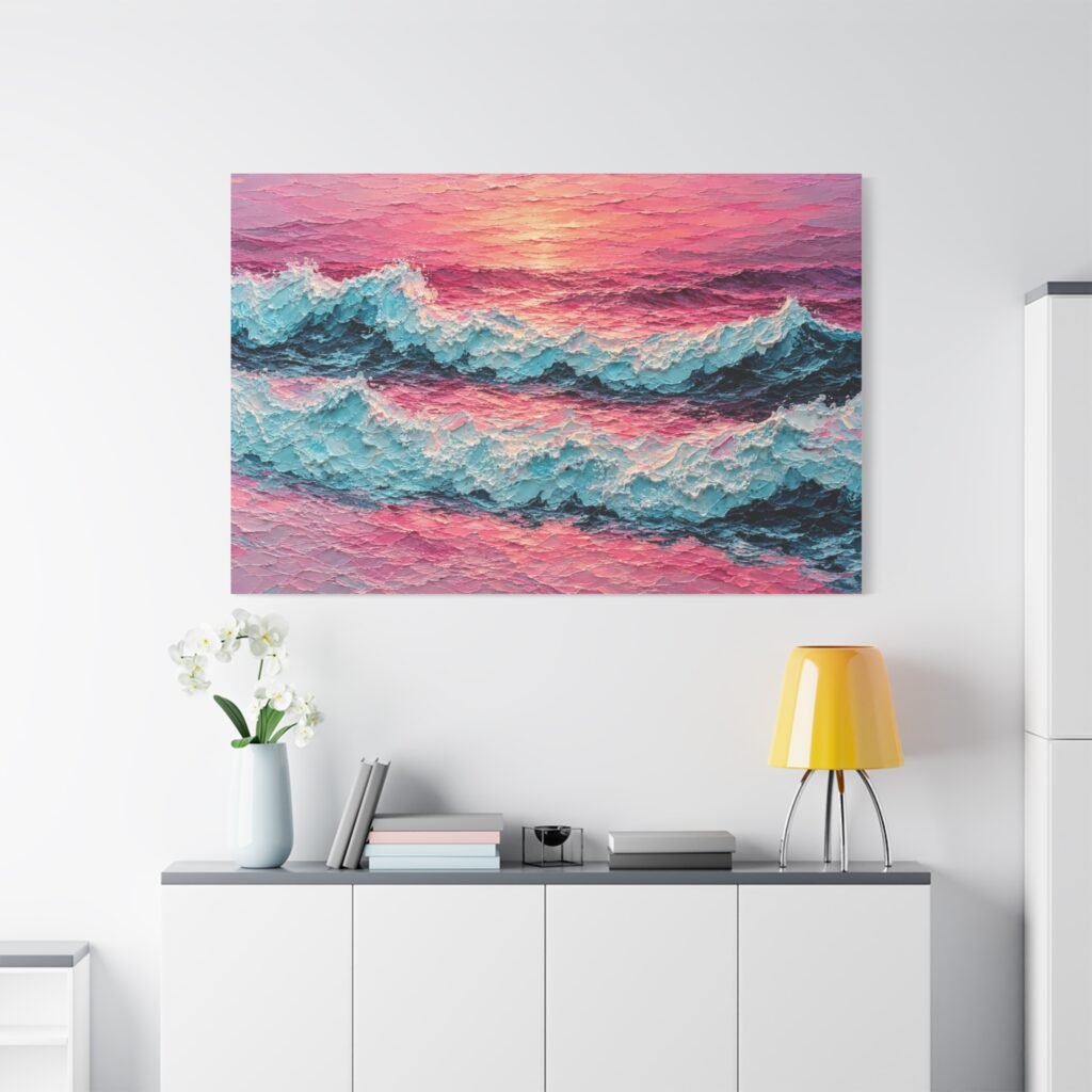 Sunset Ocean Waves Matte Canvas Print