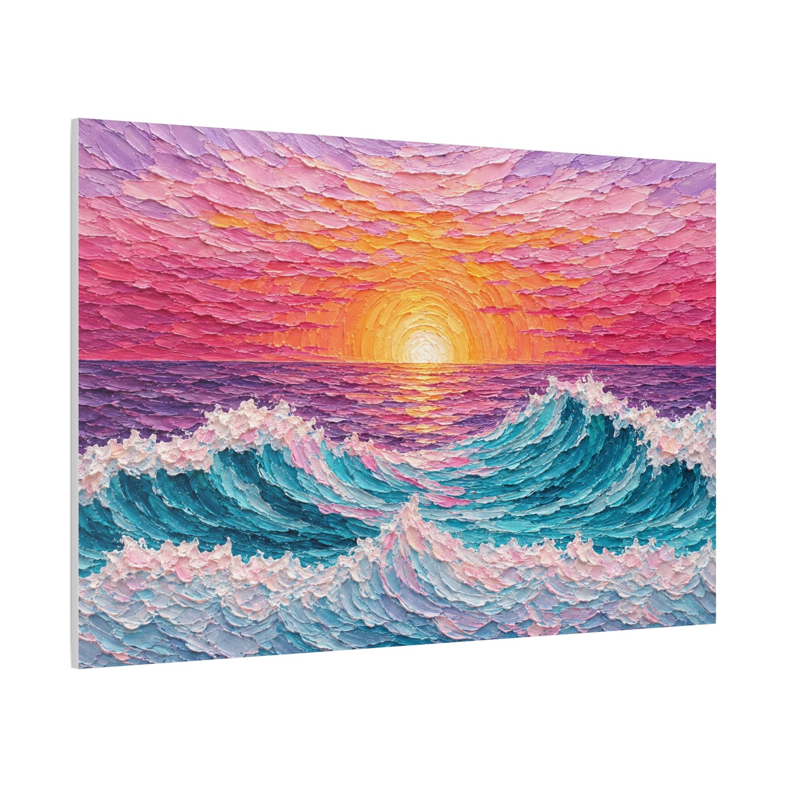 Sunset Ocean Waves Matte Canvas Wall Art — Vibrant Seascape Sunset Painting - Image 2