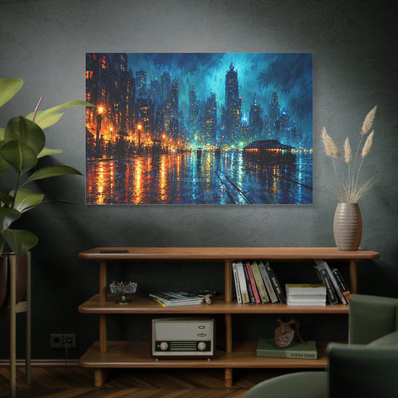 City Lights Matte Canvas Print — Rainy Night Urban Skyline Wall Art - Image 5