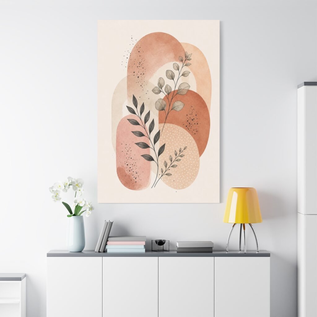 Botanical Abstract Canvas Wall Art — Terracotta Watercolor Leaves