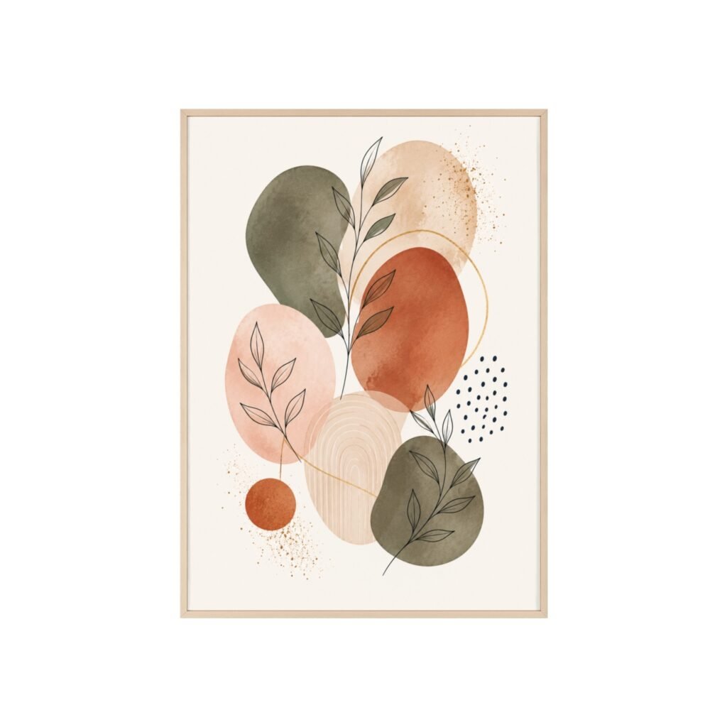 Boho Earth Tones Botanical Poster — Framed Wall Art