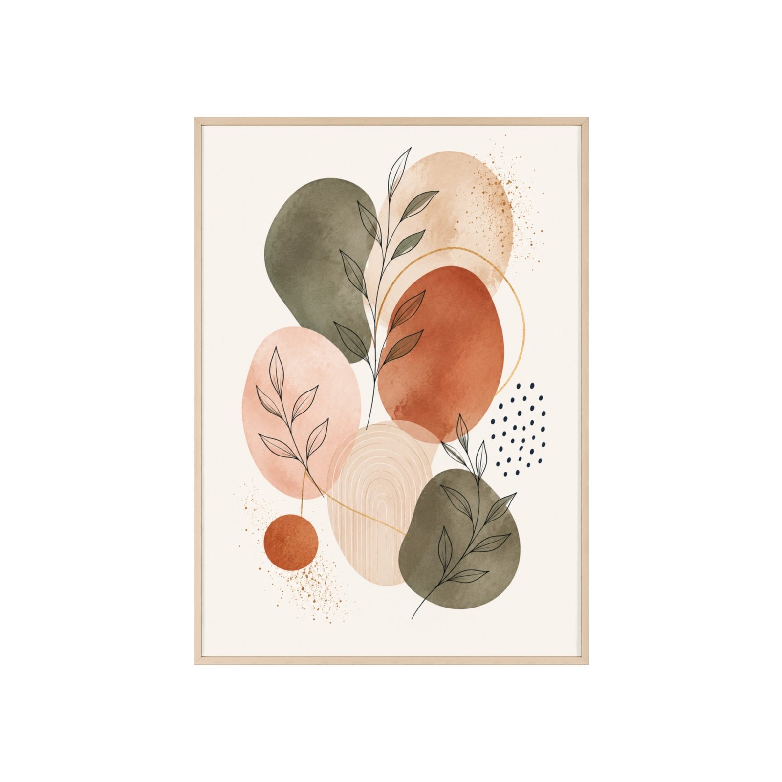 Boho Earth Tones Botanical Poster — Framed Wall Art - Image 1