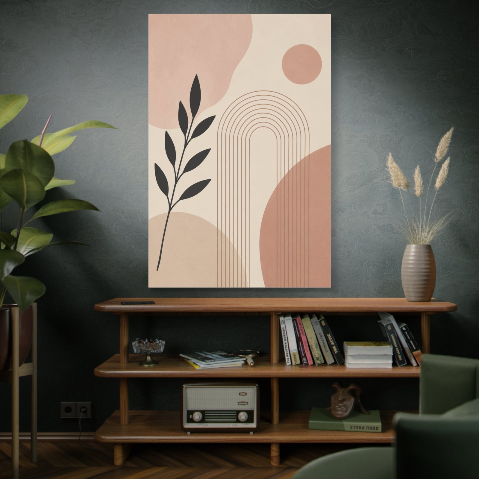 Abstract Earth Tone Canvas Wall Art — Minimal Botanical Rainbow Print - Image 5