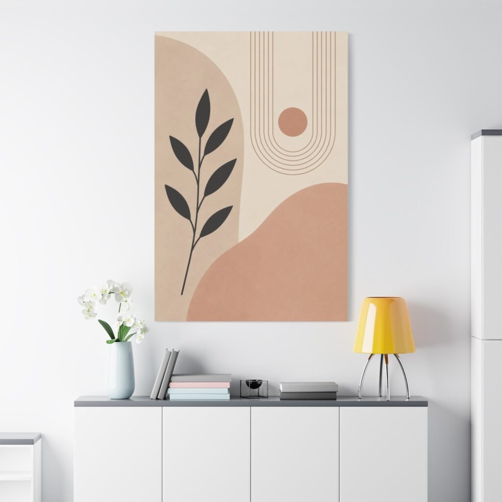 Abstract Earth Tones Botanical Canvas Print — Minimalist Midcentury Wall Art