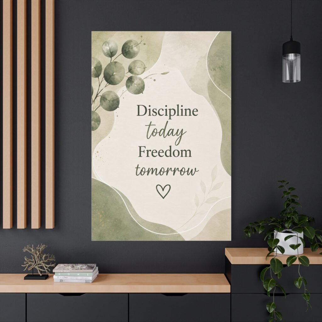Discipline Today Freedom Tomorrow – Inspirational Matte Canvas Wall Art