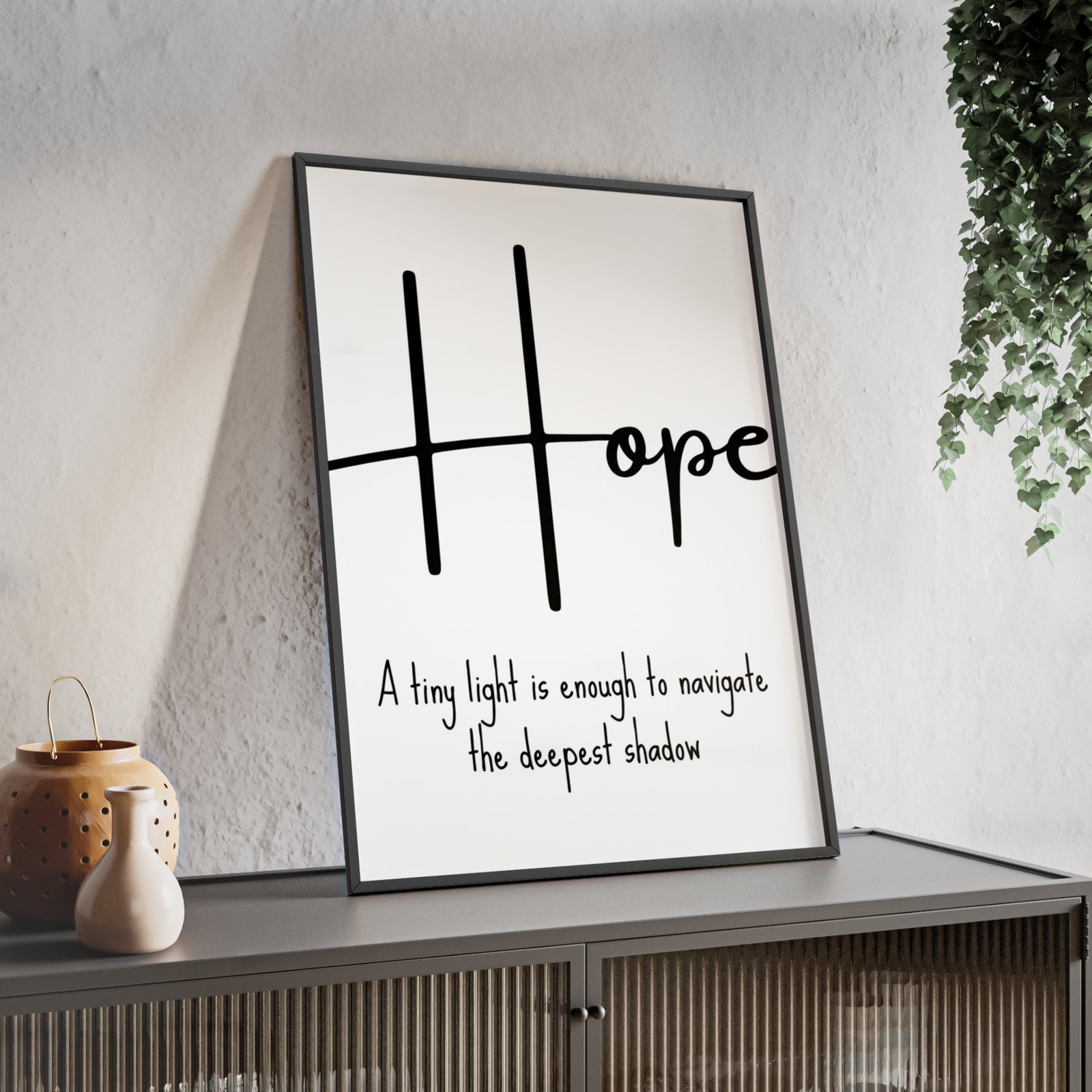Hope Framed Wall Art Poster — "Hope: A tiny light is enough to navigate the deepest shadow" - Image 2