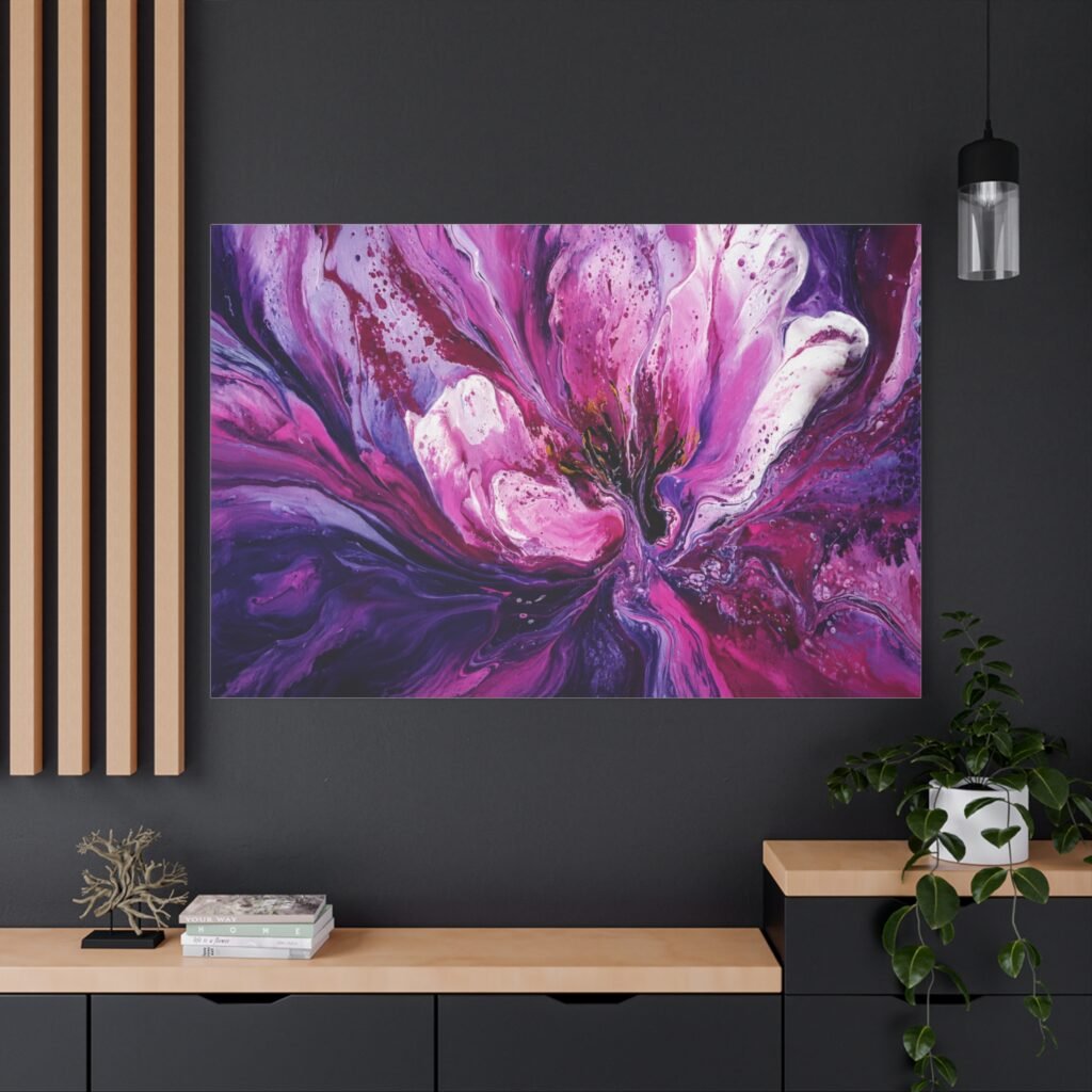 Abstract Purple Floral Burst Matte Canvas Wall Art — Stretched 1.25"