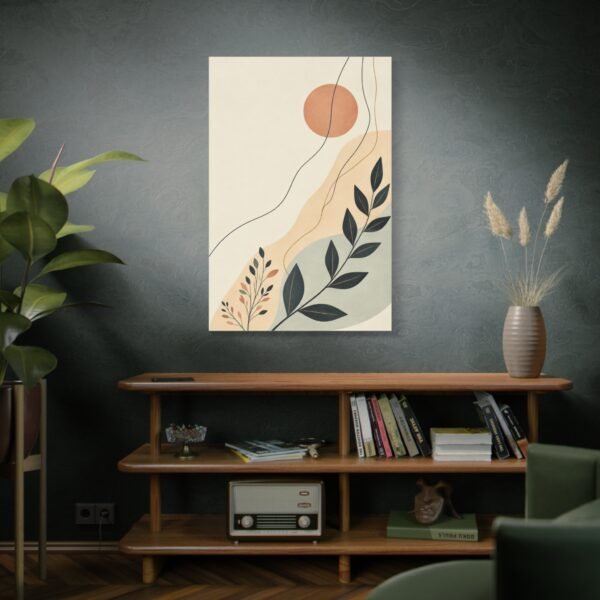 Abstract Botanical Canvas Wall Art — Minimal Sun & Leaf Matte Stretched Canvas - Image 5