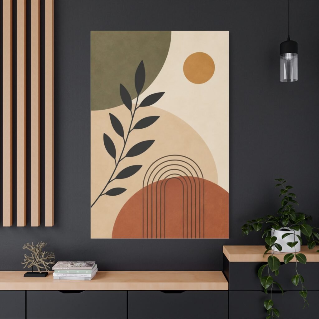Abstract Earth-Tone Canvas Wall Art – Minimal Botanical Modern Print