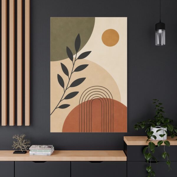 Abstract Earth-Tone Canvas Wall Art – Minimal Botanical Modern Print - Image 4
