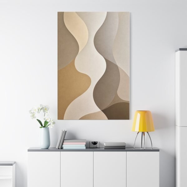 Abstract Beige Wave Canvas Print — Neutral Minimal Wall Art - Image 1