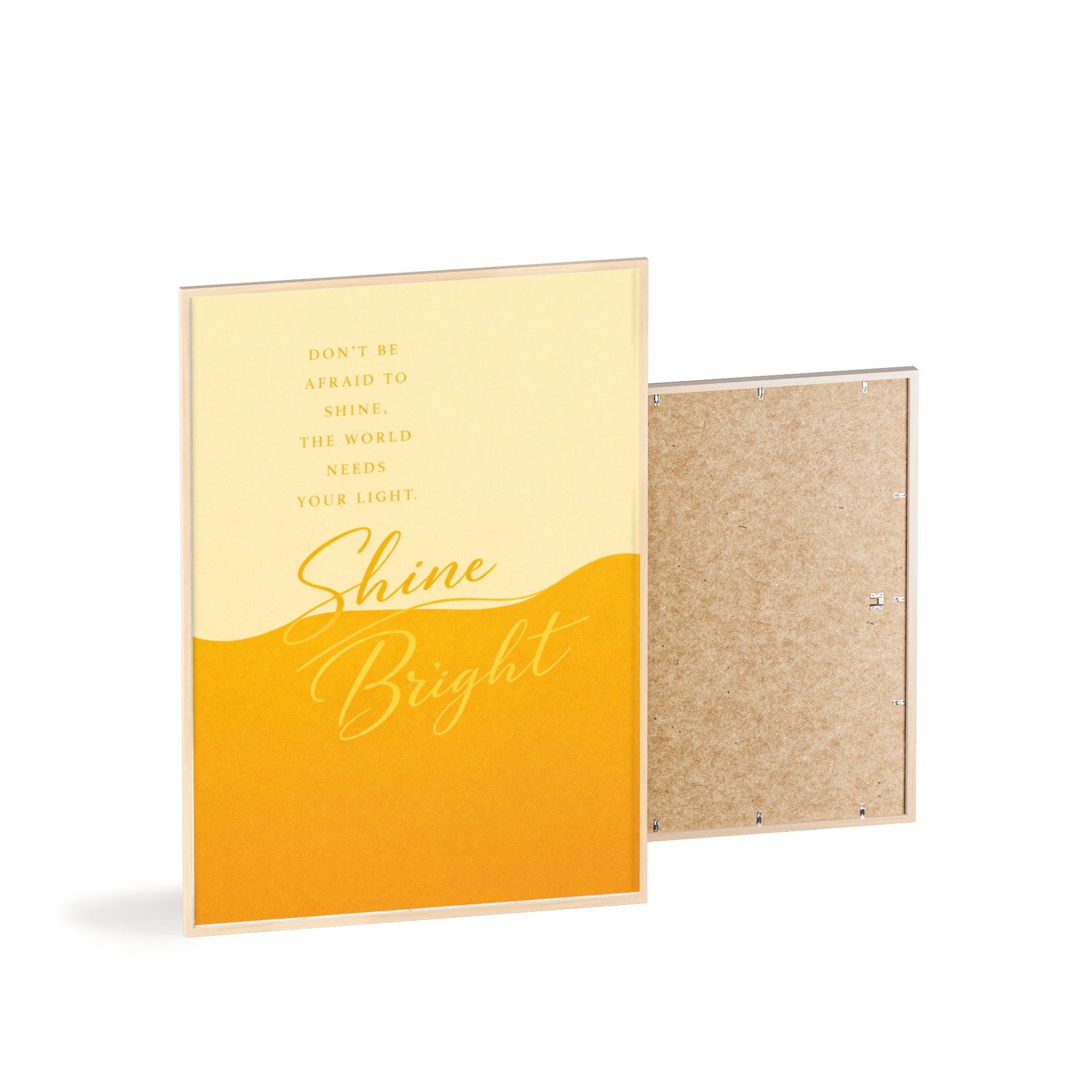 Shine Bright Motivational Poster with Wooden Frame — Yellow Inspirational Wall Art - Image 4