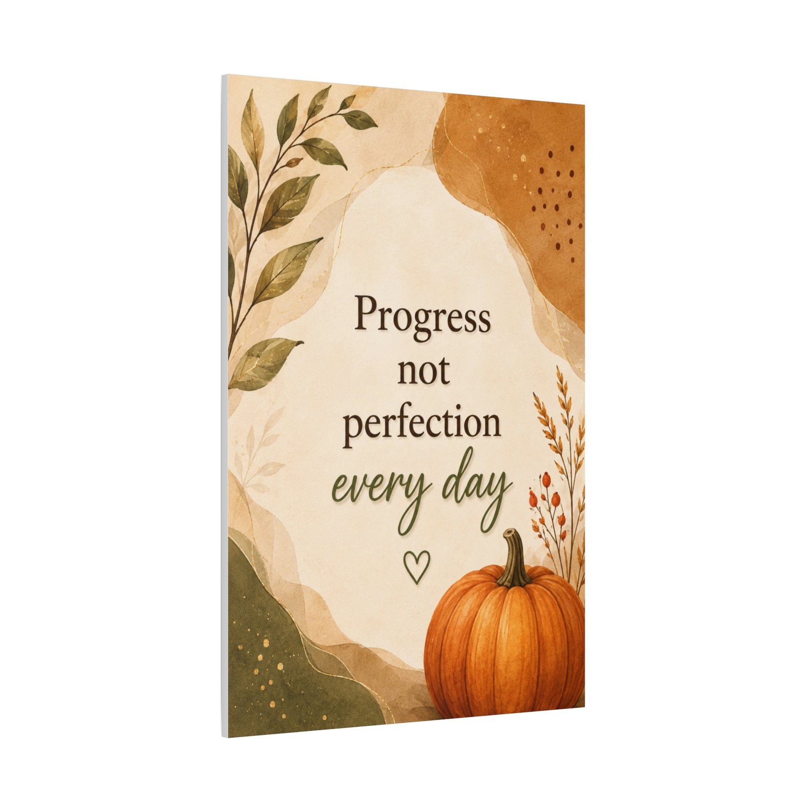 Progress Not Perfection Canvas Wall Art — Autumn Pumpkin Motivational Quote - Image 3