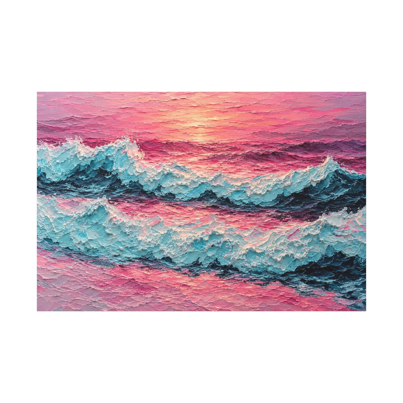 Sunset Ocean Waves Matte Canvas Print - Image 1