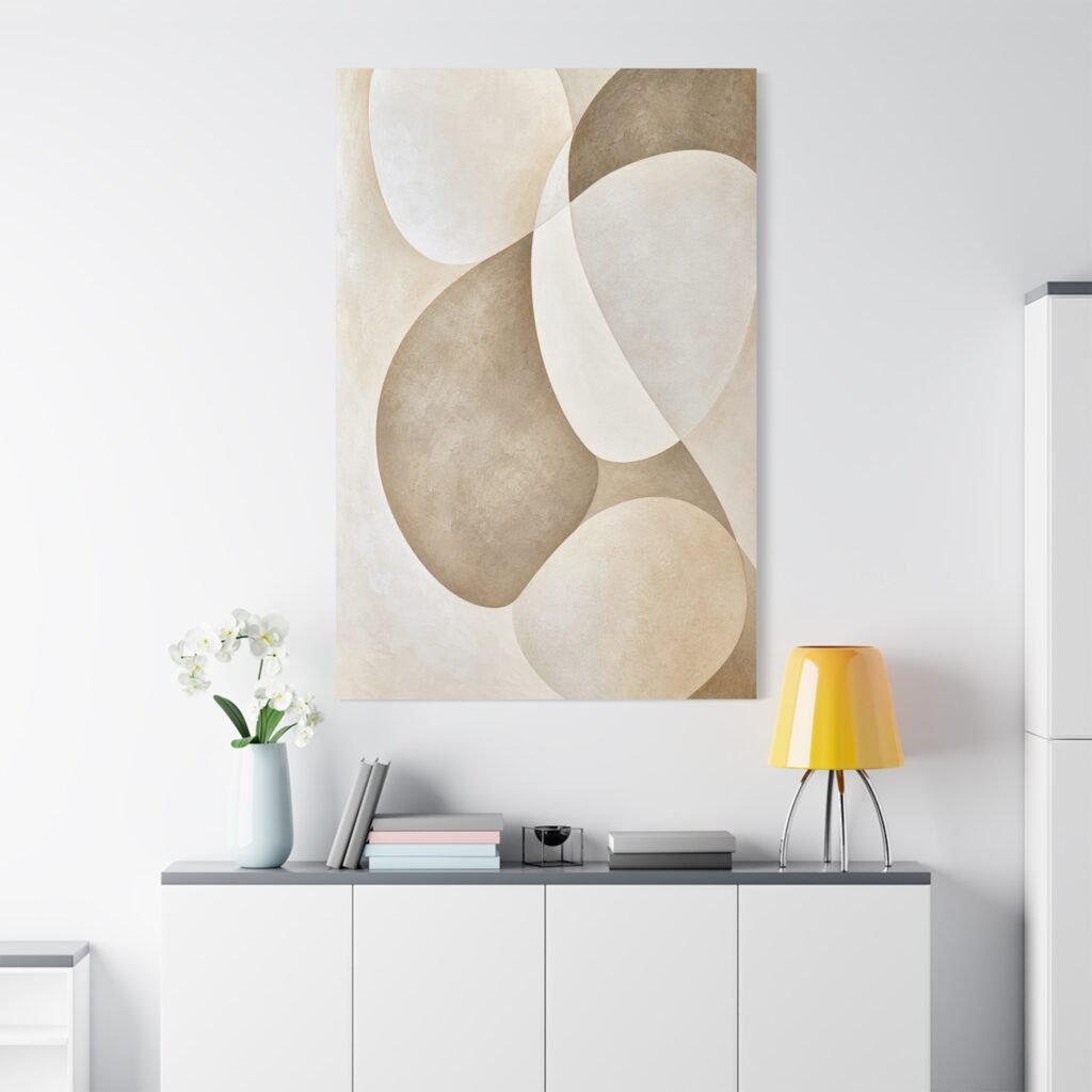 Neutral Abstract Circle Matte Canvas Wall Art – Stretched 1.25"