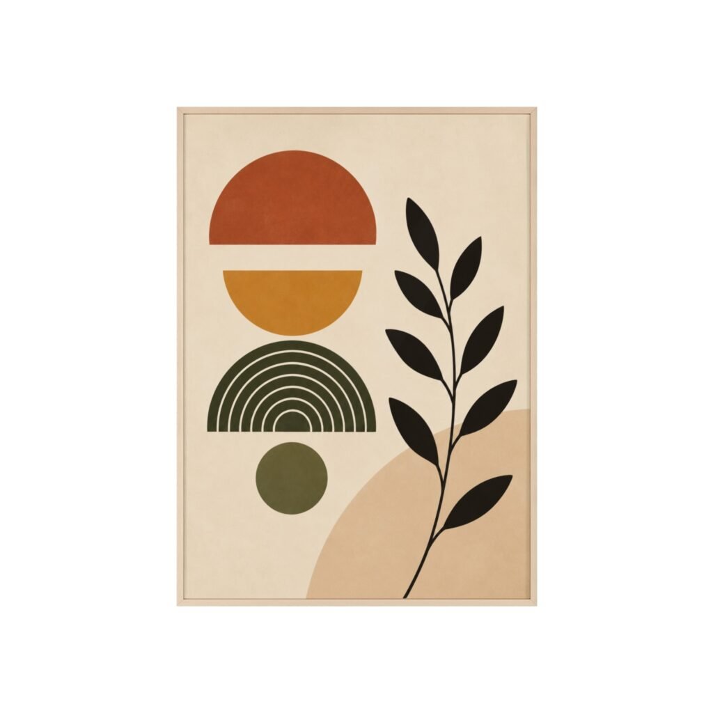 Boho Poster with Wooden Frame — Midcentury Earth Tone Wall Art
