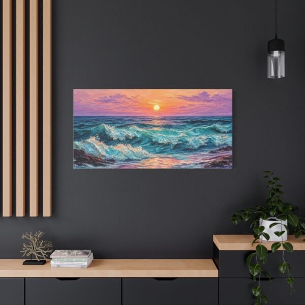Sunset Ocean Waves Matte Canvas Print — Seaside Beach Wall Art - Image 40