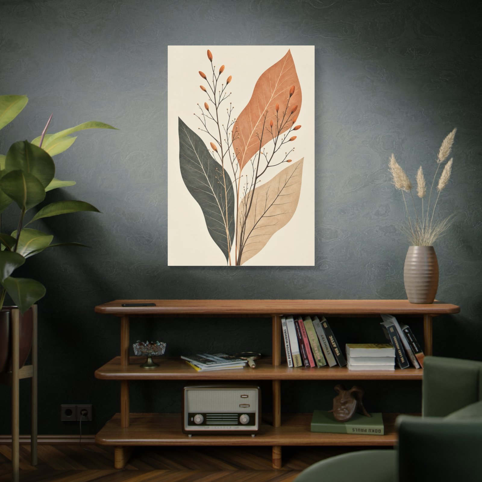 Botanical Minimalist Canvas Wall Art — Earth Tone Leaf Print (Matte Stretched) - Image 5