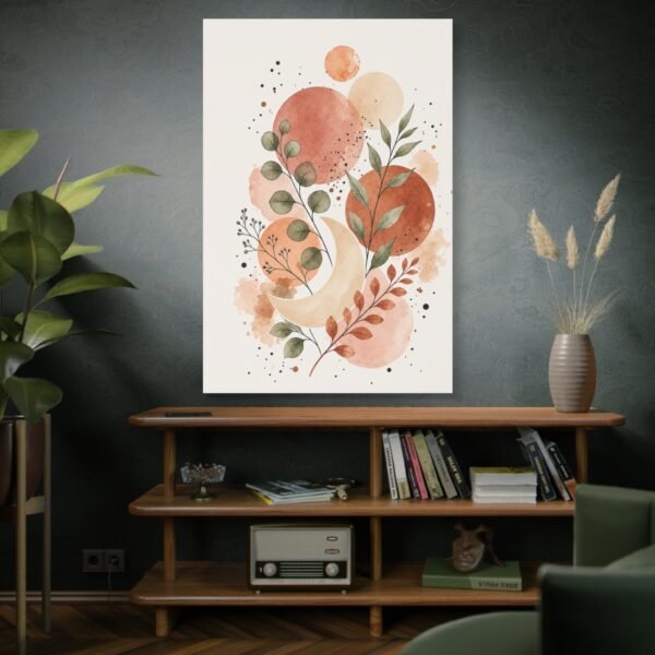 Boho Moon & Foliage Matte Canvas Wall Art - Image 5
