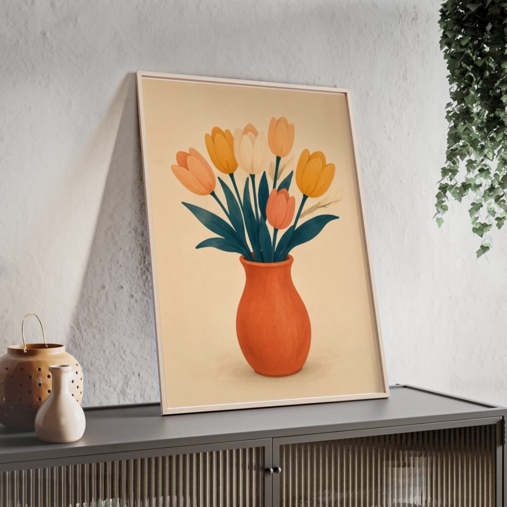Floral Tulip Vase Poster — Framed Wall Art Print