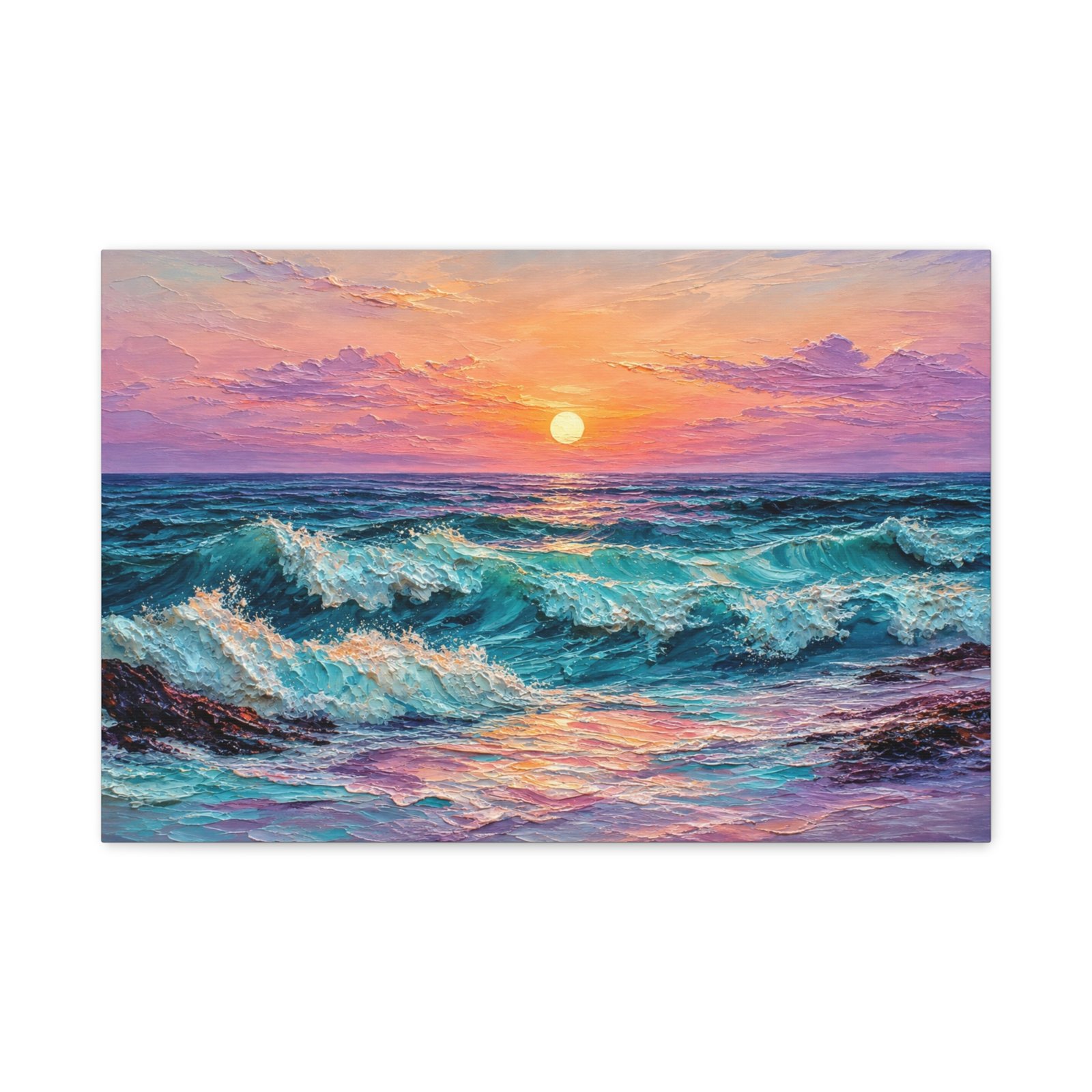 Sunset Ocean Waves Matte Canvas Print — Seaside Beach Wall Art - Image 9