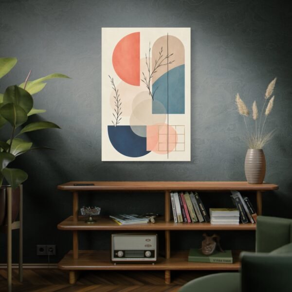 Abstract Geometric Canvas Wall Art — Modern Pastel Shapes with Botanical Line Accents - Image 5