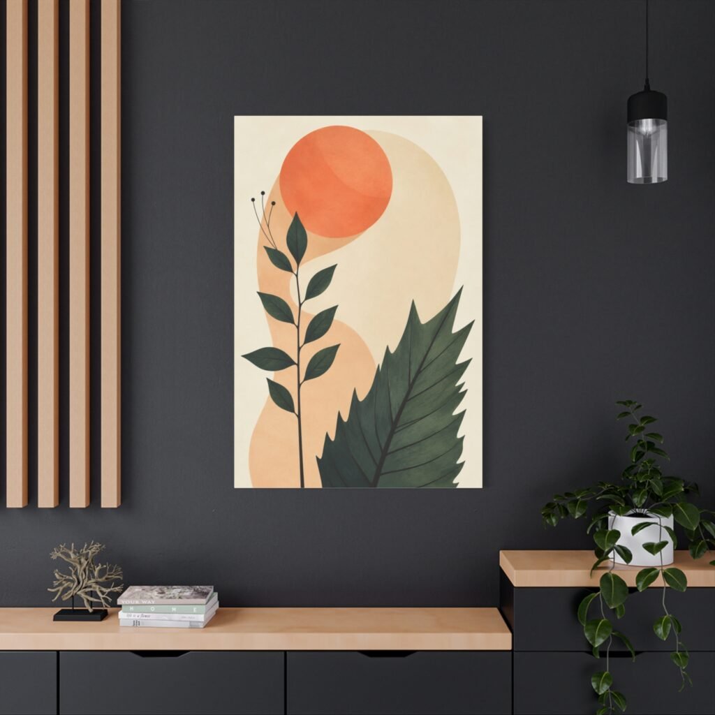 Botanical Abstract Canvas Print — Minimal Plant Art Wall Decor