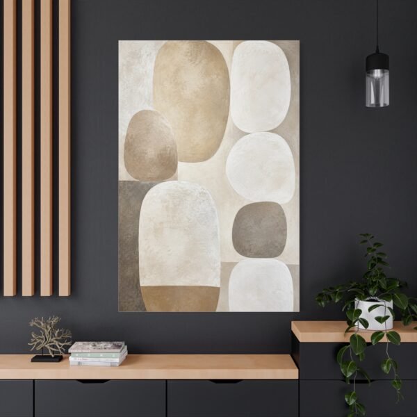 Neutral Abstract Canvas Wall Art — Earth Tone Organic Shapes, Matte Stretched Canvas - Image 4