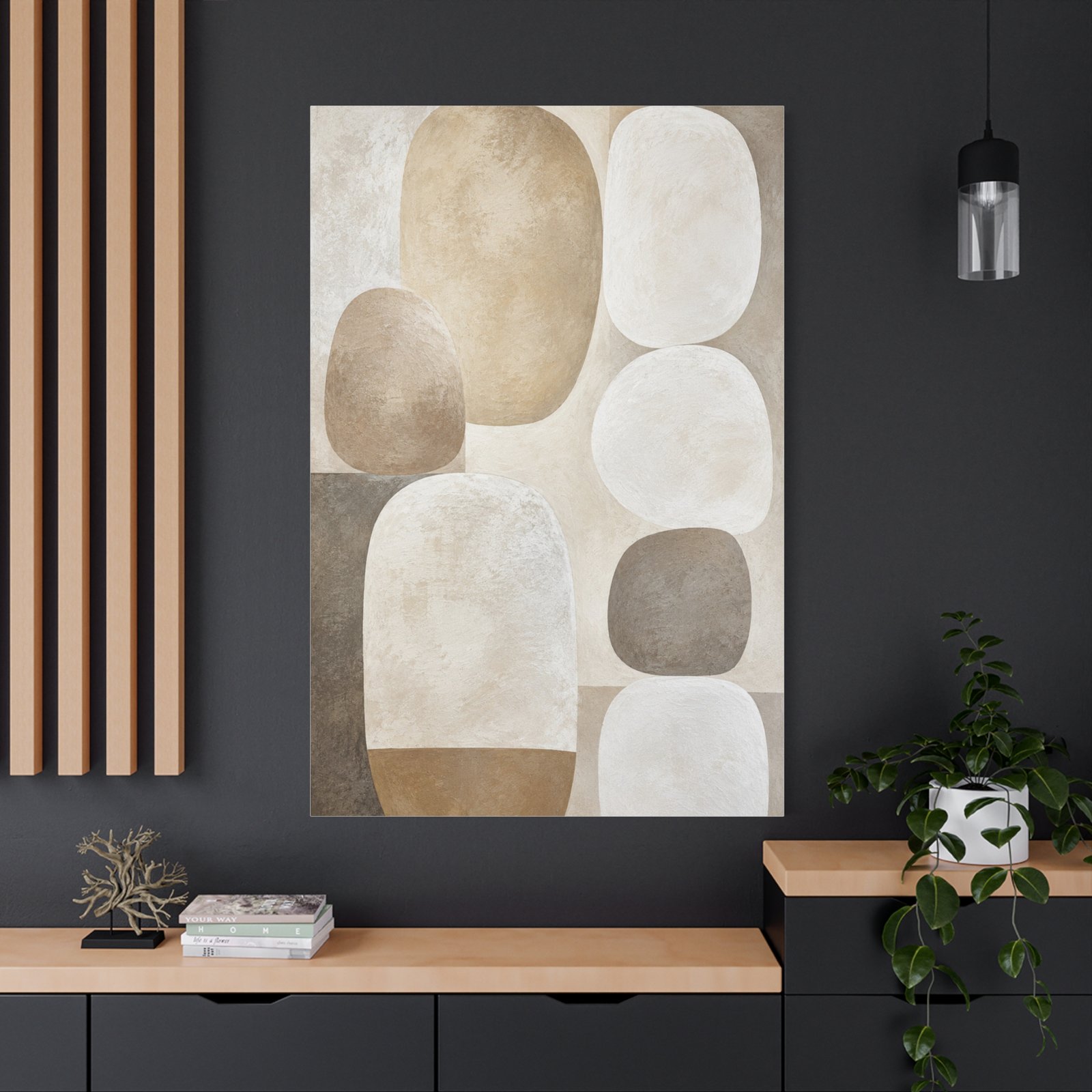 Neutral Abstract Canvas Wall Art — Earth Tone Organic Shapes, Matte Stretched Canvas - Image 4
