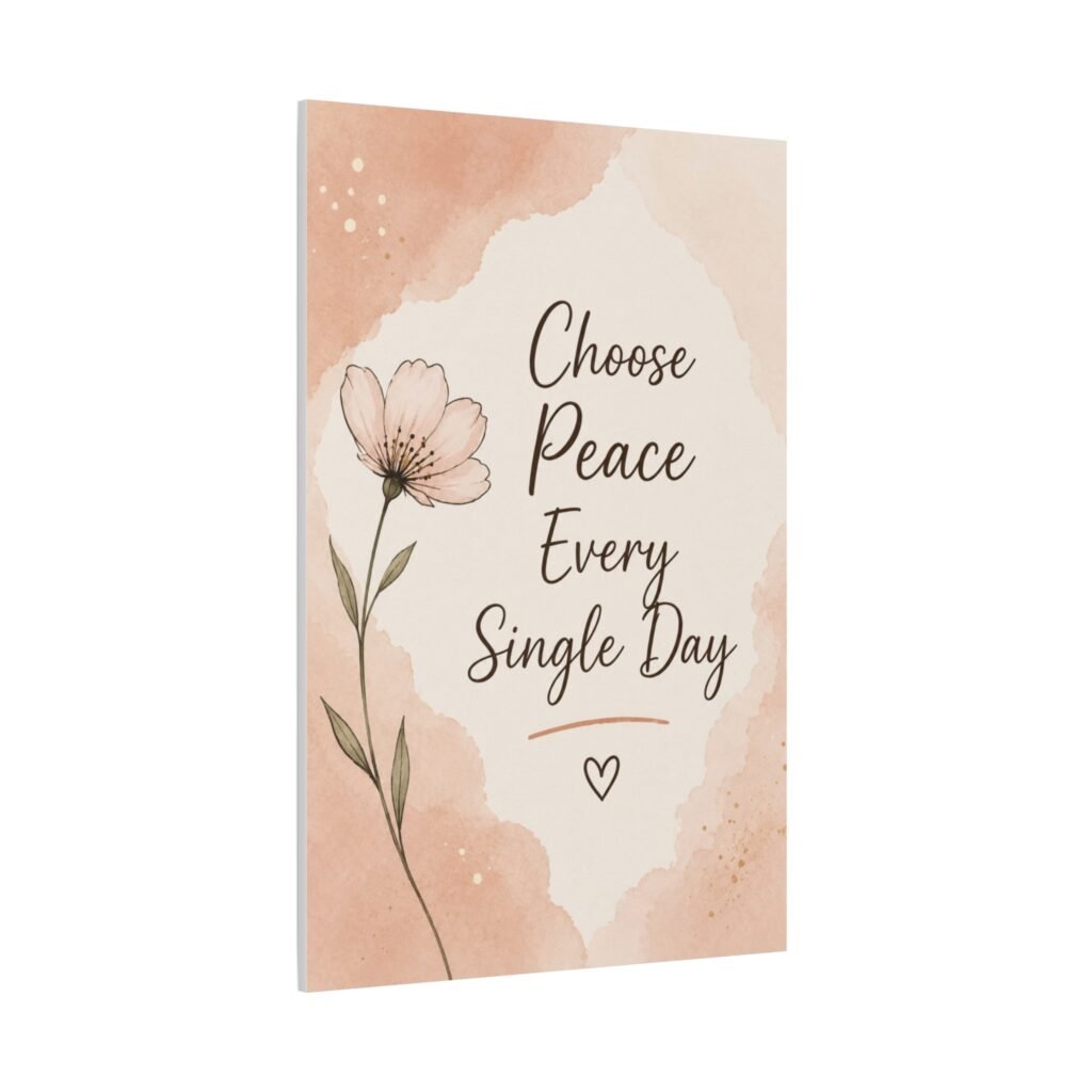 Choose Peace Every Single Day Canvas Wall Art — Inspirational Floral Quote