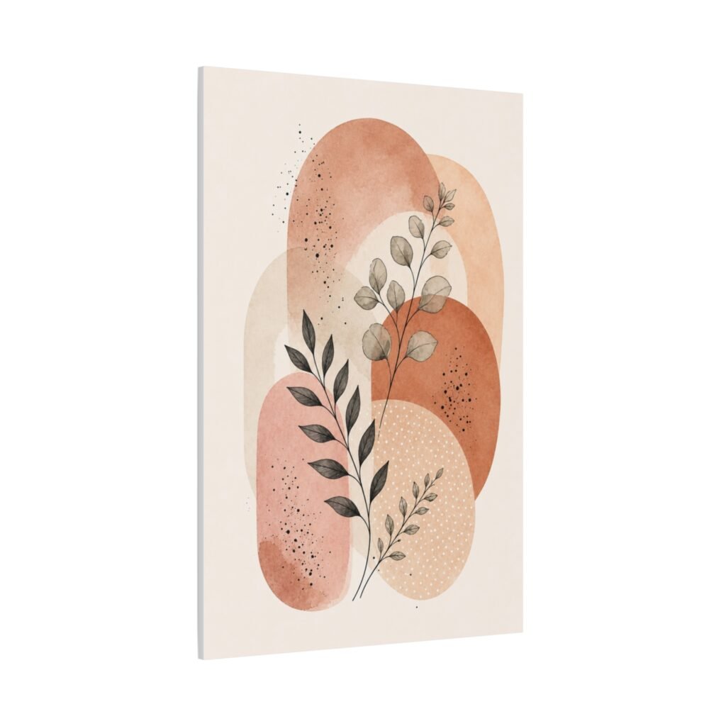 Botanical Abstract Canvas Wall Art — Terracotta Watercolor Leaves