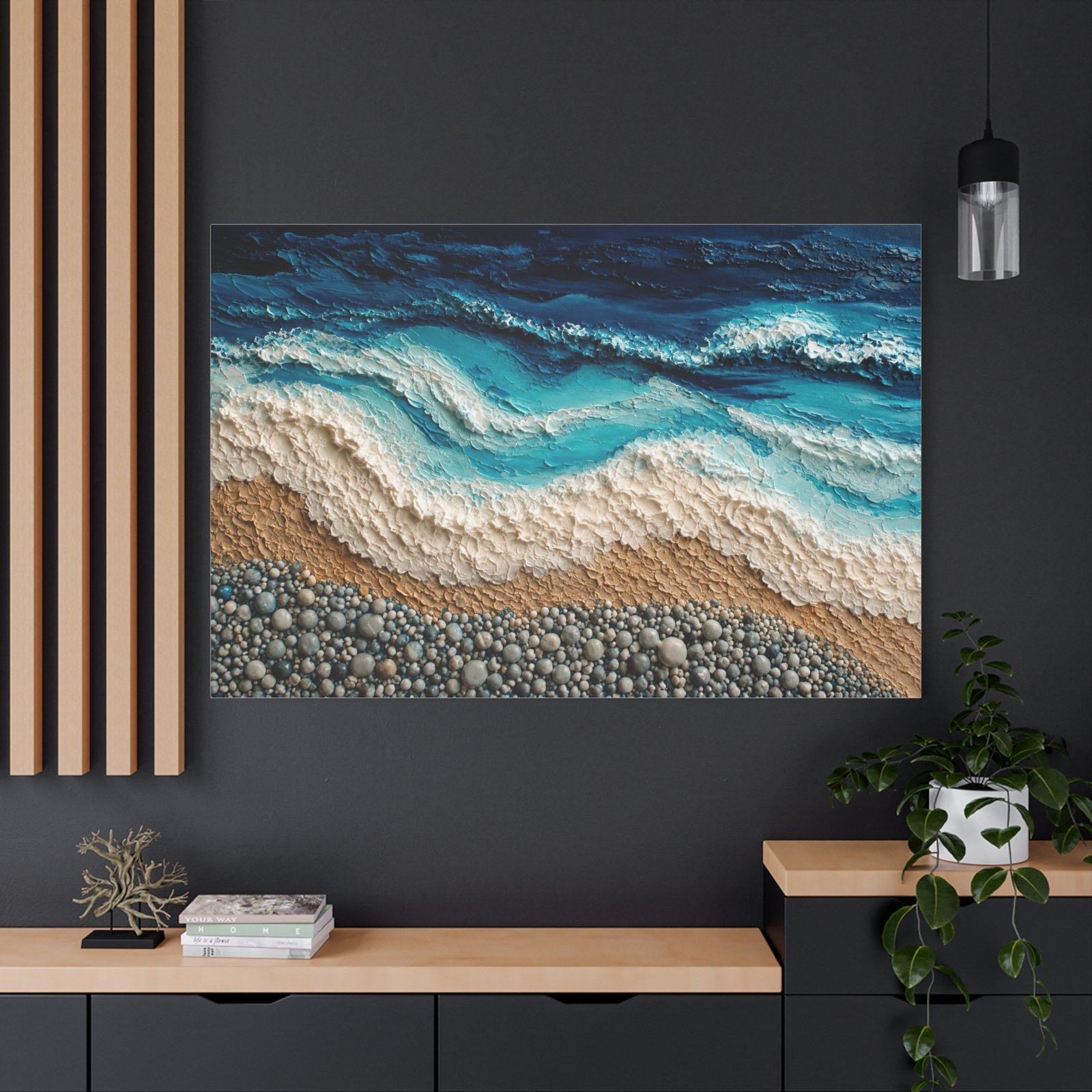 Seascape Beach Waves Matte Canvas Print — Stretched 1.25" Wall Art - Image 4