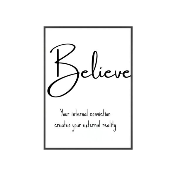 Believe Inspirational Poster with Wooden Frame — Motivational Wall Art - Image 1