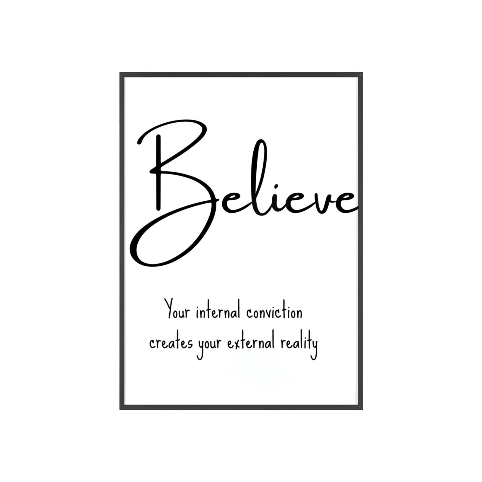 Believe Inspirational Poster with Wooden Frame — Motivational Wall Art - Image 1