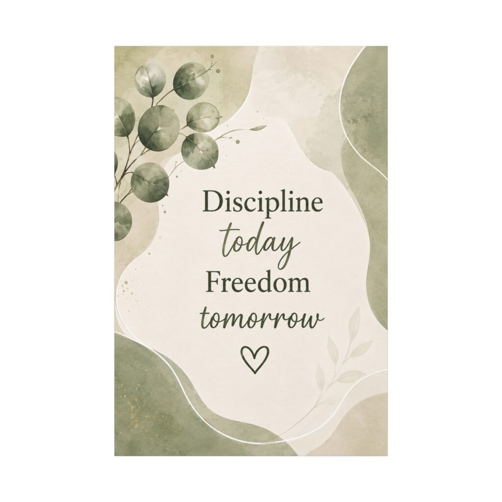 Discipline Today Freedom Tomorrow – Inspirational Matte Canvas Wall Art