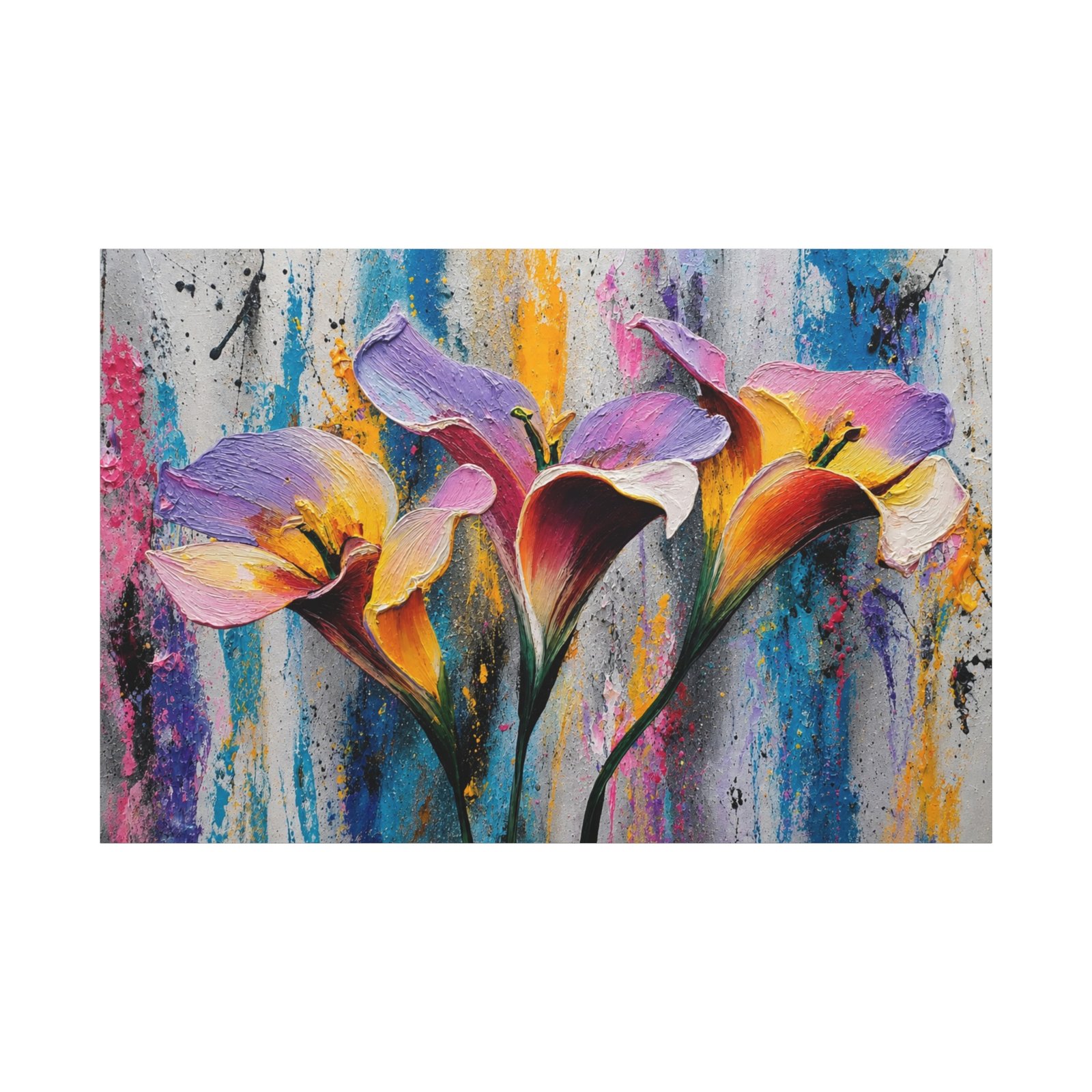 Colorful Calla Lily Canvas Wall Art — Vibrant Floral Matte Stretched Canvas - Image 2