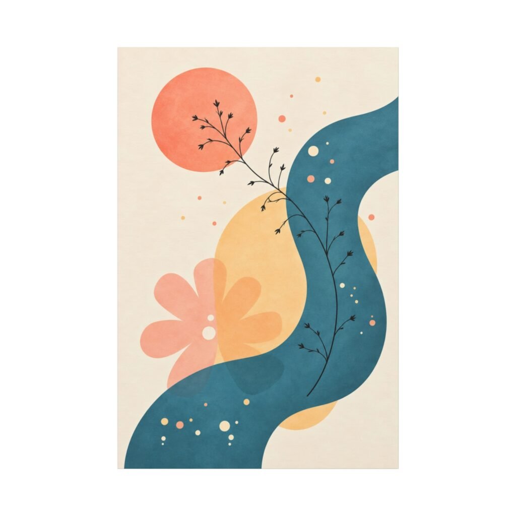 Abstract Floral River Matte Canvas Wall Art — Stretched 1.25"