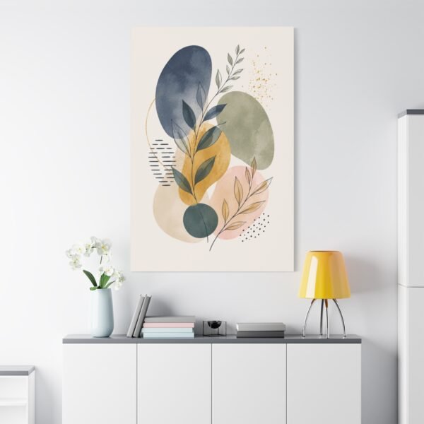 Abstract Botanical Canvas Wall Art – Modern Neutral Organic Shapes (Matte Stretched) - Image 1