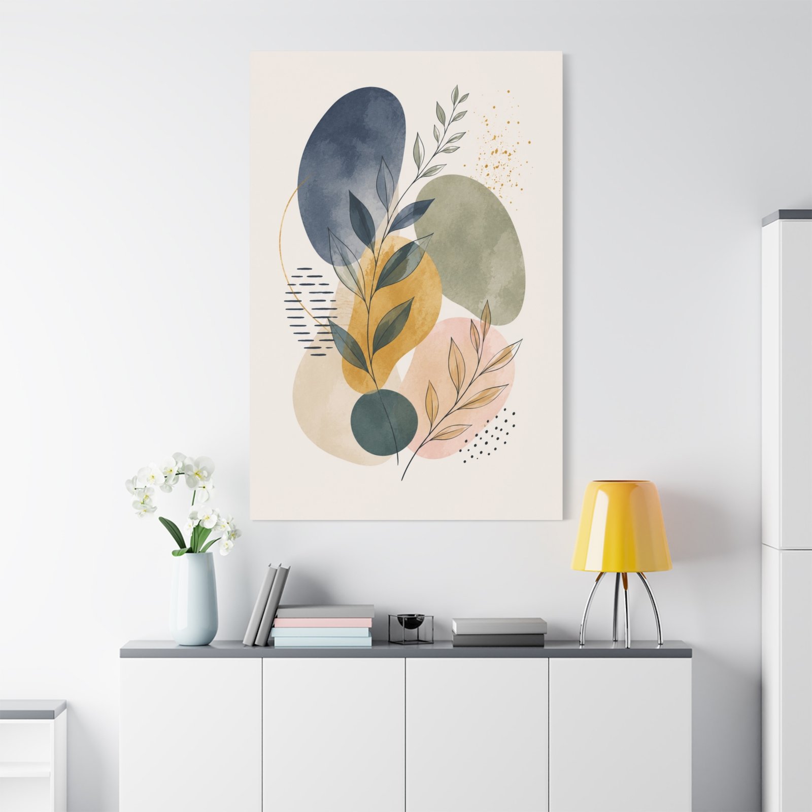 Abstract Botanical Canvas Wall Art – Modern Neutral Organic Shapes (Matte Stretched) - Image 1