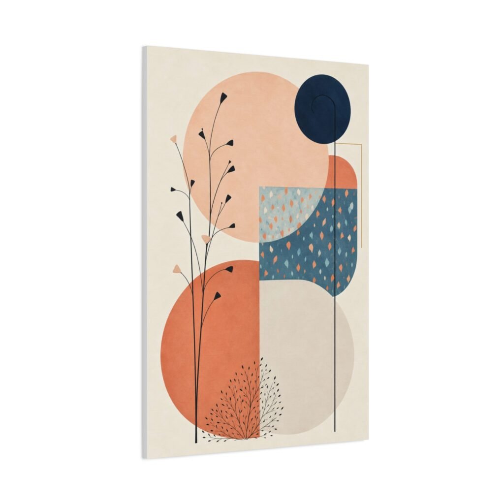 Modern Abstract Canvas Wall Art — Mid-Century Geometric Matte Print