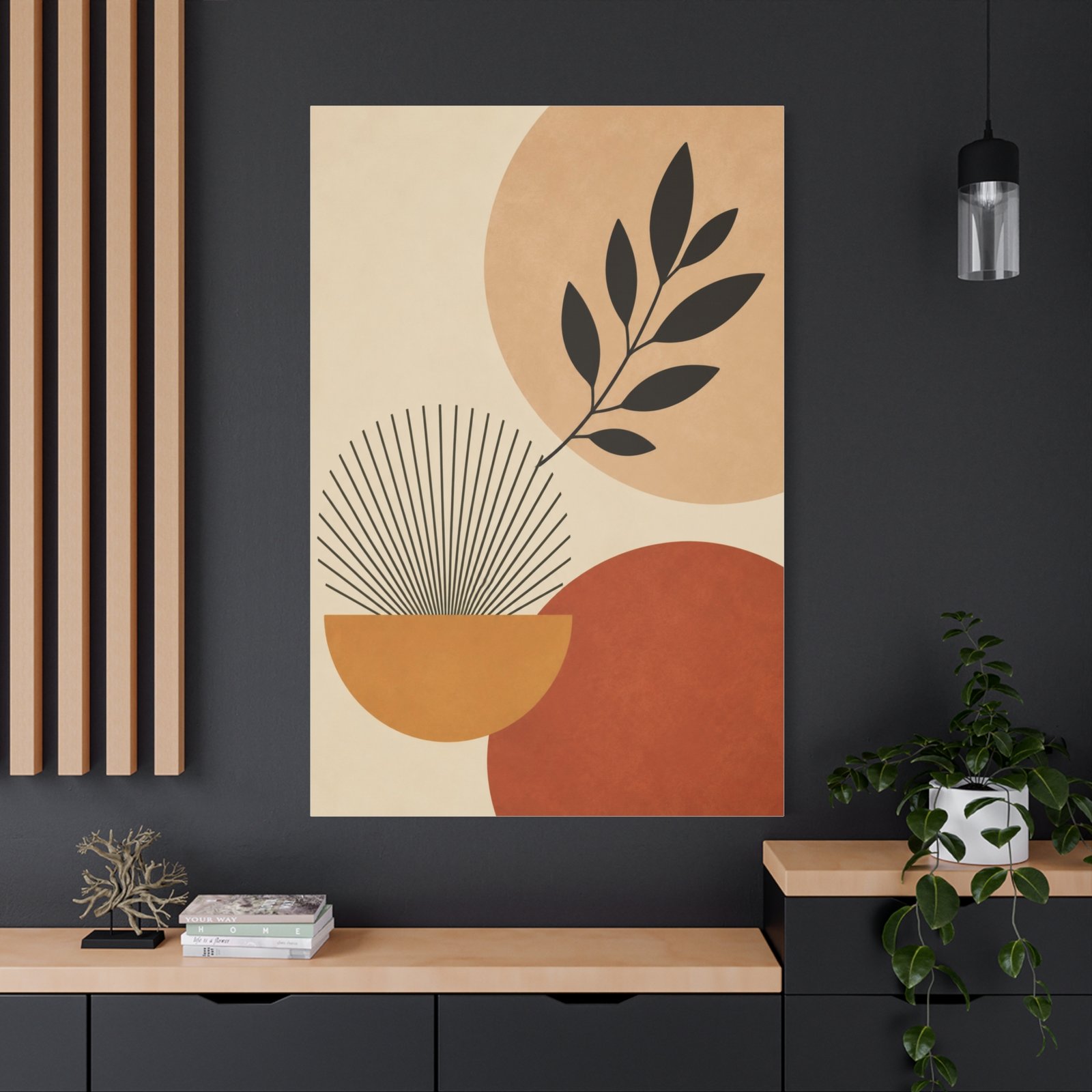Abstract Boho Leaf Canvas — Earth Tones Minimal Wall Art - Image 4
